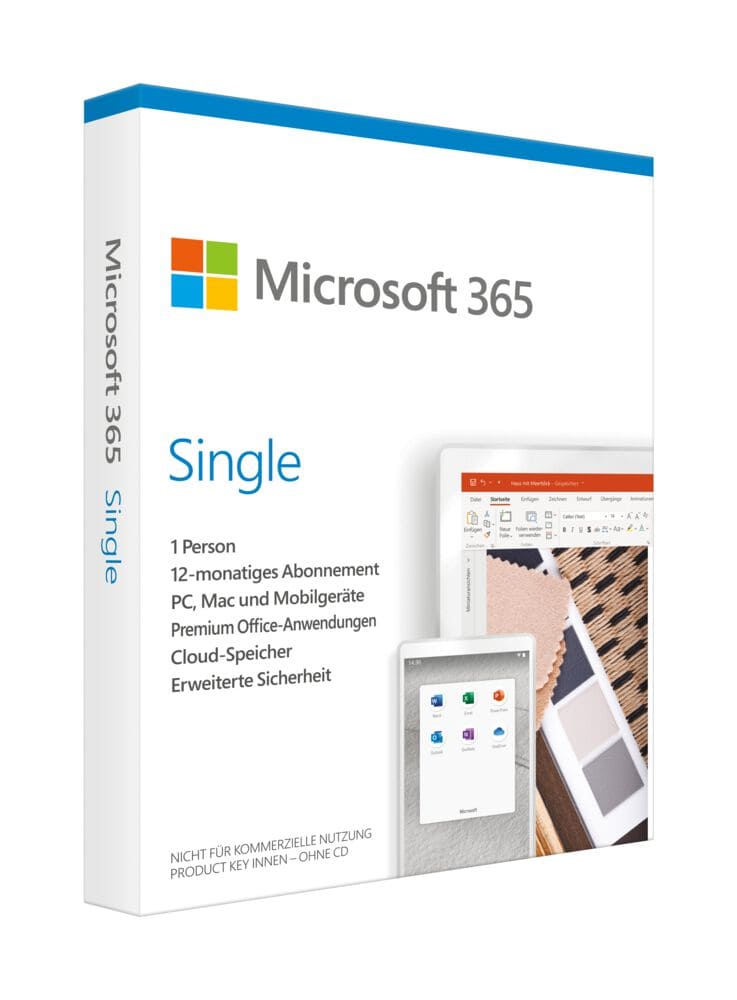 Microsoft_365_single Microsoft 365 Single (1 User / 1 Jahr) | für PC/Mac/Mobilgeräte