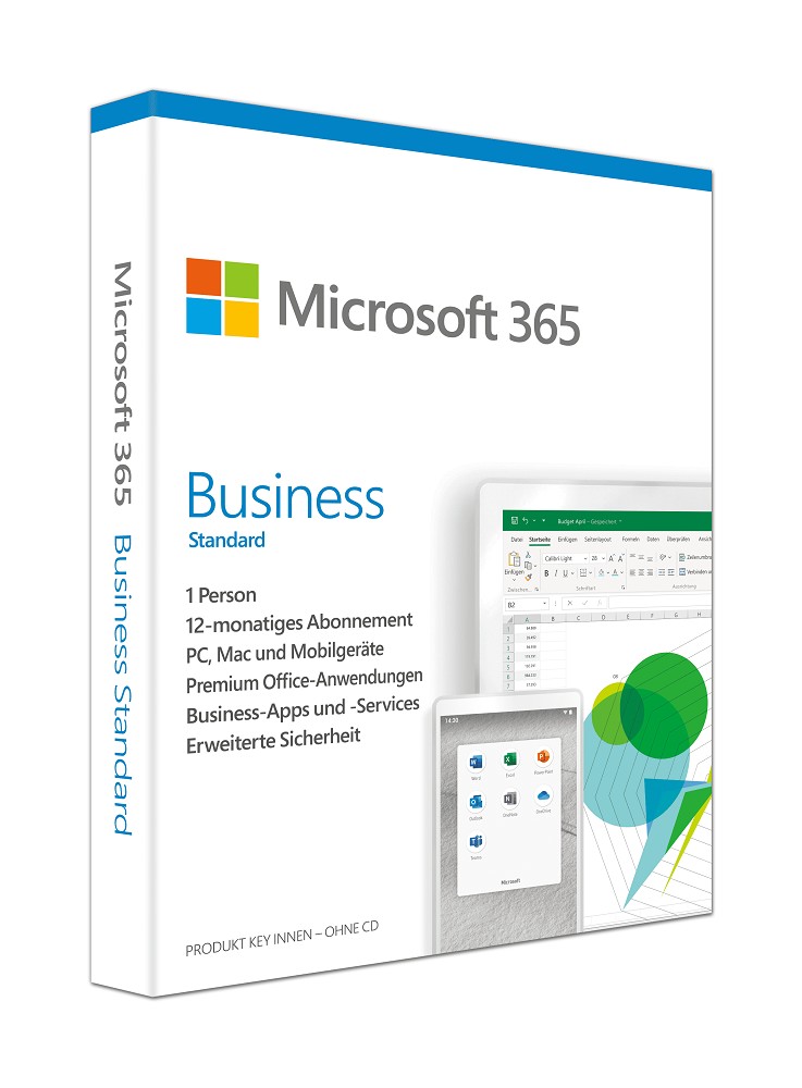 365-Business Microsoft 365 Business Standard (1 User / max. 15 Geräte) | für PC/Mac/Mobilgeräte